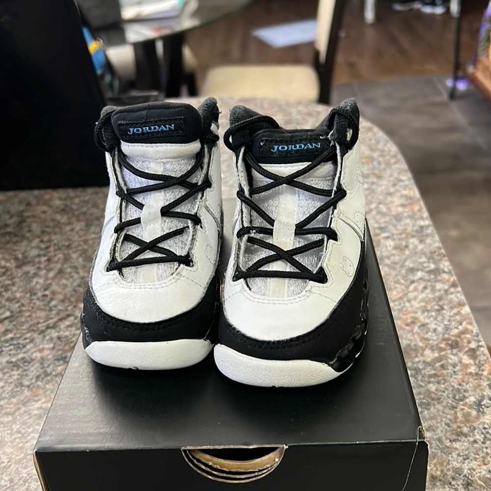 White/ University Blue-Black Jordan 9 Retro